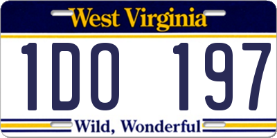 WV license plate 1DO197