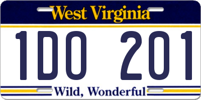 WV license plate 1DO201