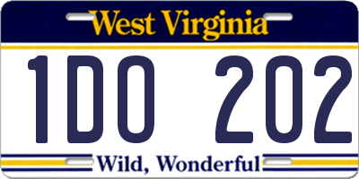 WV license plate 1DO202