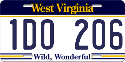 WV license plate 1DO206
