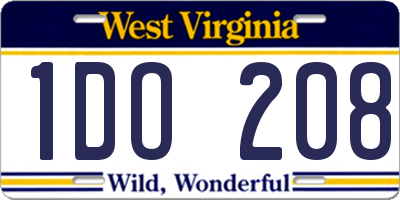 WV license plate 1DO208