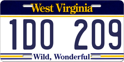 WV license plate 1DO209