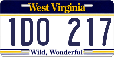 WV license plate 1DO217