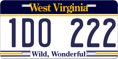 WV license plate 1DO222