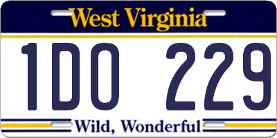 WV license plate 1DO229