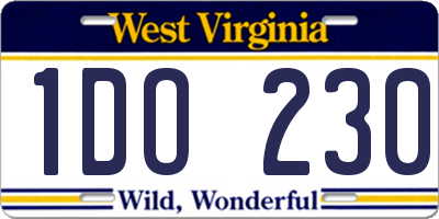 WV license plate 1DO230