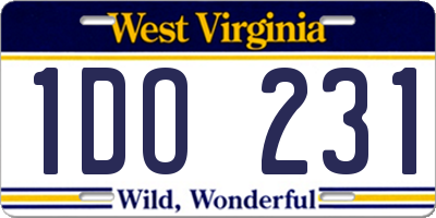 WV license plate 1DO231