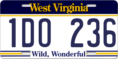 WV license plate 1DO236