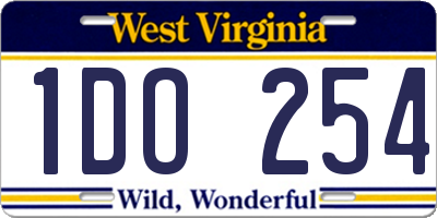 WV license plate 1DO254