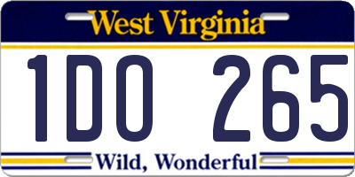 WV license plate 1DO265