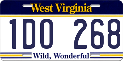 WV license plate 1DO268