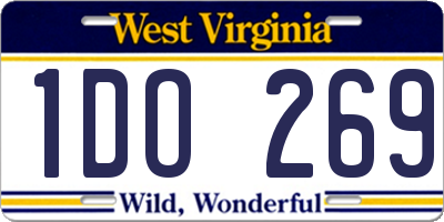 WV license plate 1DO269