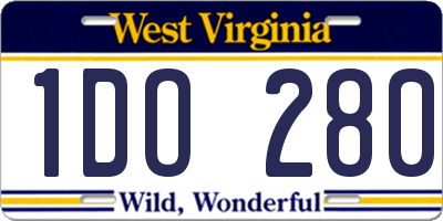 WV license plate 1DO280