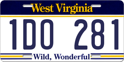 WV license plate 1DO281