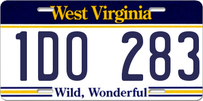 WV license plate 1DO283