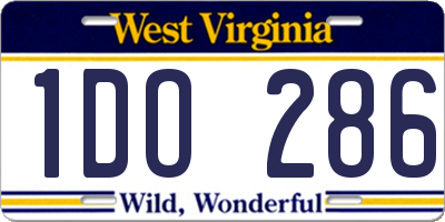 WV license plate 1DO286