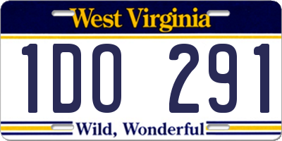 WV license plate 1DO291