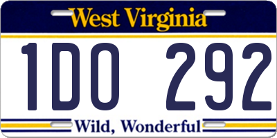 WV license plate 1DO292