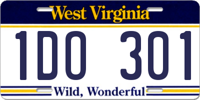 WV license plate 1DO301