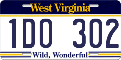 WV license plate 1DO302