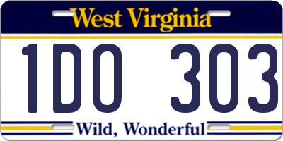 WV license plate 1DO303