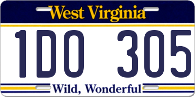 WV license plate 1DO305
