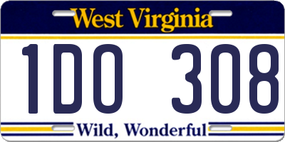 WV license plate 1DO308