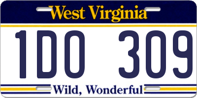 WV license plate 1DO309