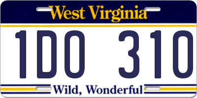 WV license plate 1DO310