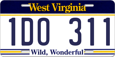 WV license plate 1DO311