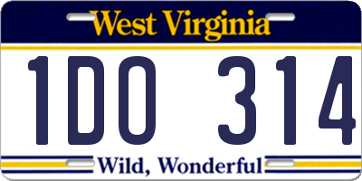 WV license plate 1DO314