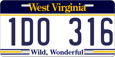 WV license plate 1DO316