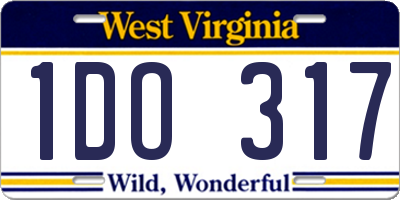 WV license plate 1DO317