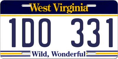 WV license plate 1DO331