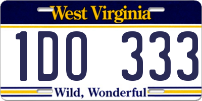 WV license plate 1DO333