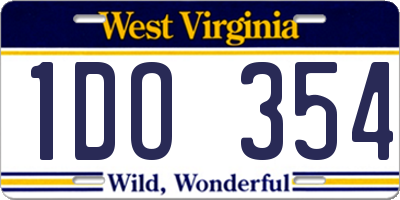 WV license plate 1DO354