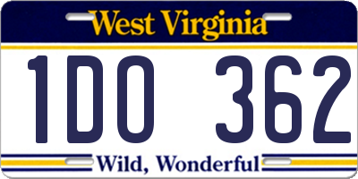 WV license plate 1DO362