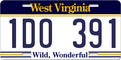 WV license plate 1DO391