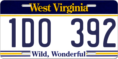 WV license plate 1DO392