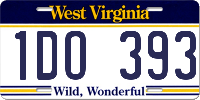 WV license plate 1DO393