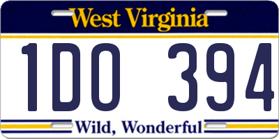 WV license plate 1DO394