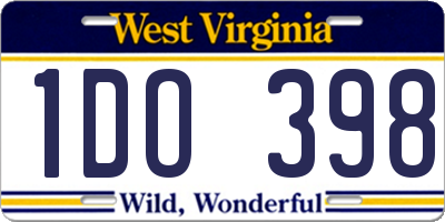 WV license plate 1DO398