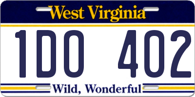 WV license plate 1DO402