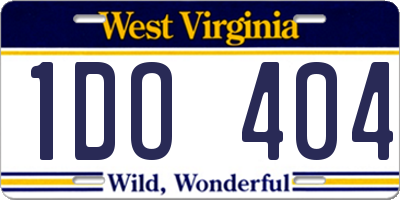WV license plate 1DO404