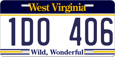 WV license plate 1DO406