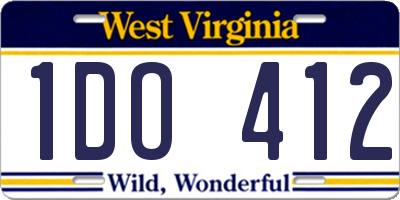 WV license plate 1DO412