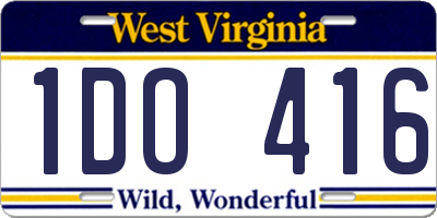 WV license plate 1DO416