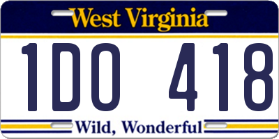 WV license plate 1DO418