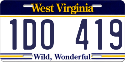 WV license plate 1DO419