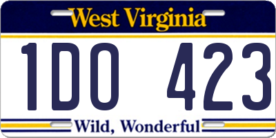 WV license plate 1DO423